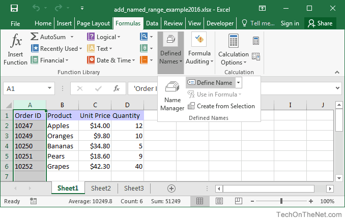 Hướng dẫn đặt tên vùng dữ liệu trong Excel