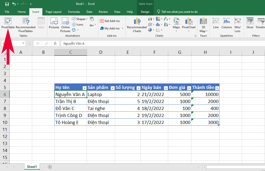 Cách thống kê dữ liệu bằng Pivot Table