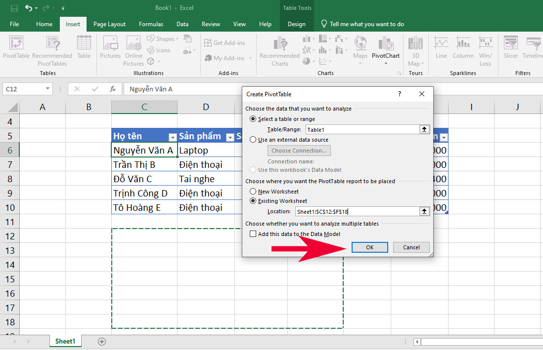 Cách thống kê dữ liệu bằng Pivot Table