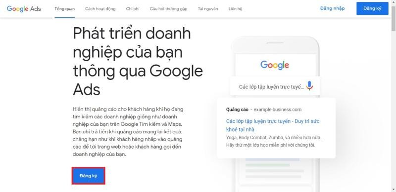 Đăng ký tài khoản Google Ads