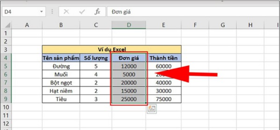 Phím tắt mở rộng vùng chọn trong Excel