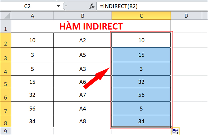 Cách tạo tham chiếu dữ liệu từ các ô chứa giá trị trong Excel