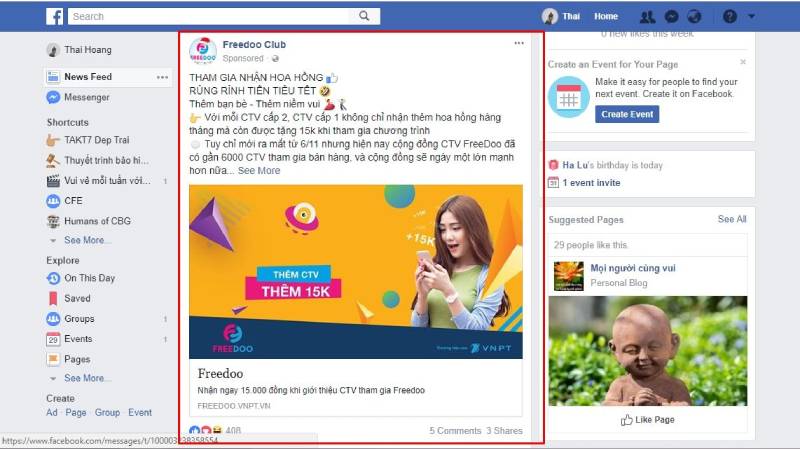 mẫu quảng cáo facebook thu hút