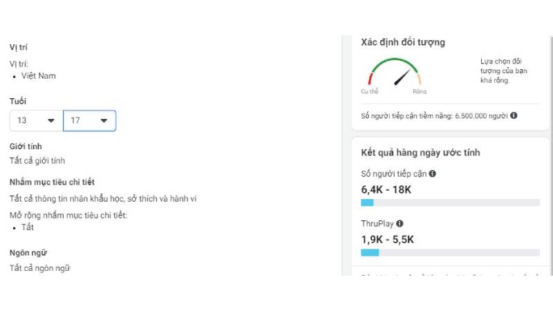 độ tuổi quảng cáo facebook