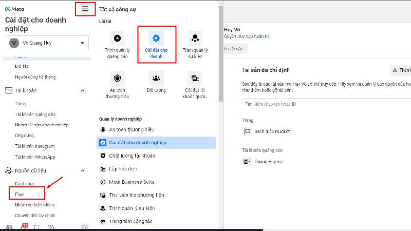 cài đặt pixel facebook