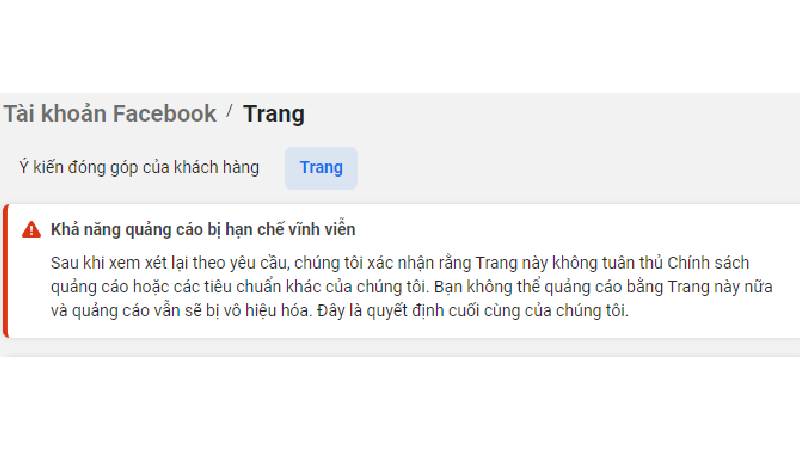 tài khoản quảng cáo facebook bị khóa