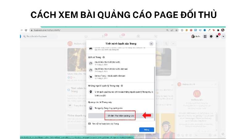 xem quảng cáo của đối thủ trên facebook